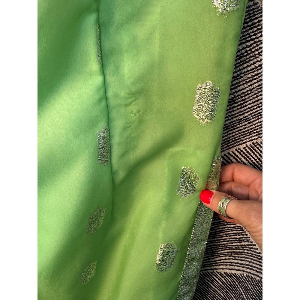 Vintage 70s Green & Silver Maxi Dress with Pants & Sash - Picture 8 of 8